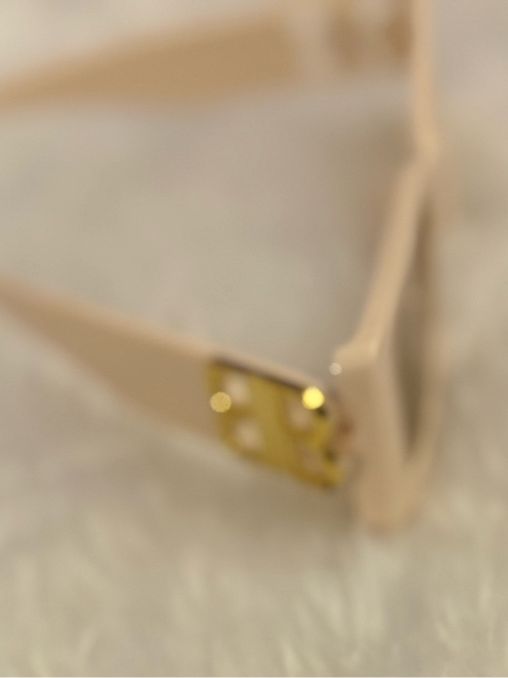 Fashion Jewelry Beige Rectangular Sunglasses with Gold Detail - Picture 3 of 4
